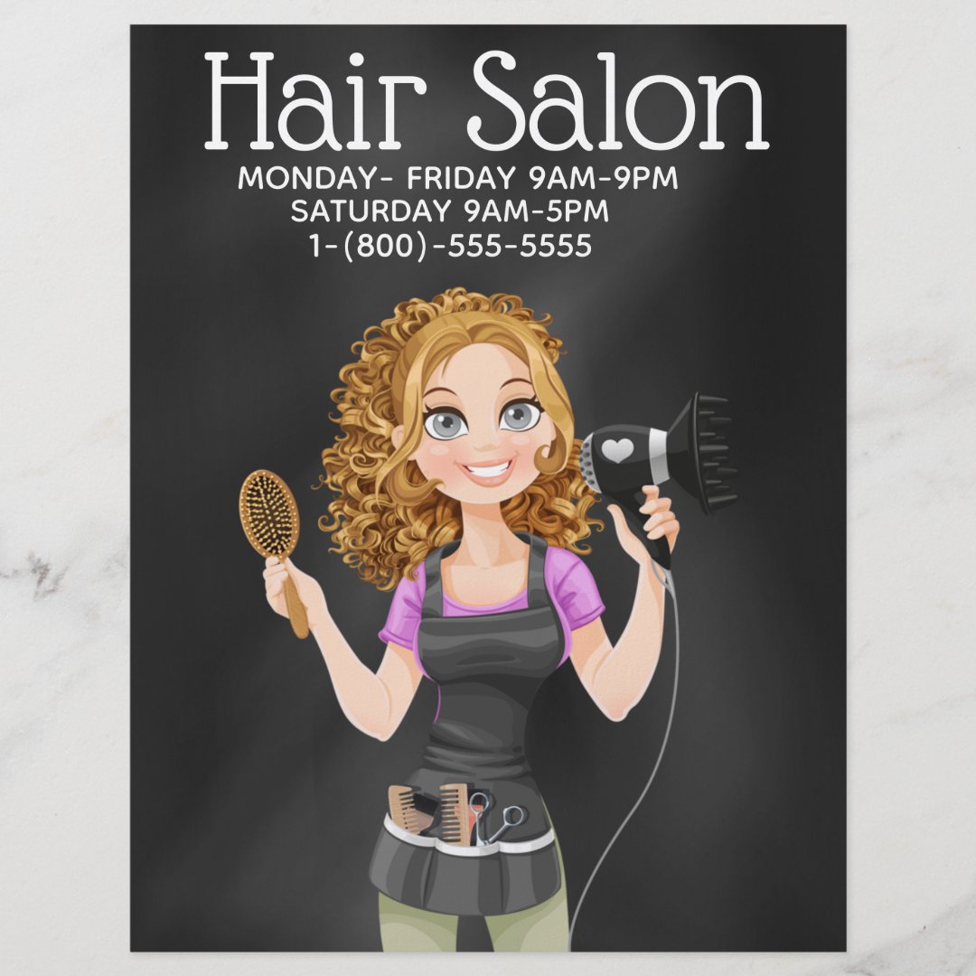 Chalkboard Hair Salon Promotional Flyer Zazzle