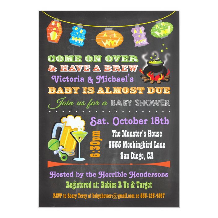 chalkboard halloween baby shower invitations  zazzle