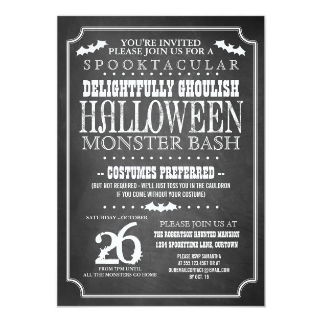 Chalkboard Halloween Costume Party Invitation