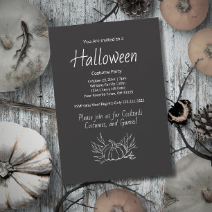 Chalkboard Halloween Costume Party Fall Pumpkin Invitation