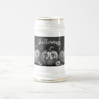 Chalkboard Halloween Pumpkins and Bats Beer Stein