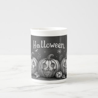 Chalkboard Halloween Pumpkins and Bats Bone China Mug