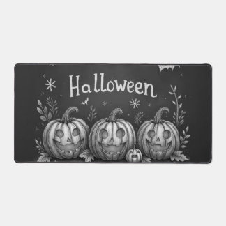 Chalkboard Halloween Pumpkins and Bats Desk Mat