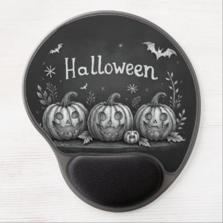 Chalkboard Halloween Pumpkins and Bats Gel Mouse Pad
