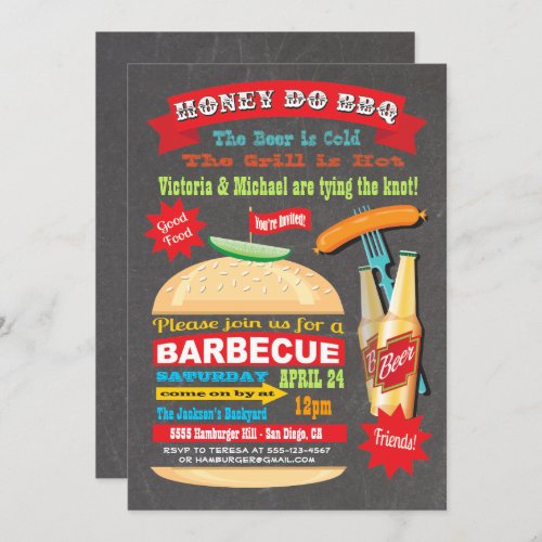 Chalkboard Hamburger Honey Do BBQ Invitation