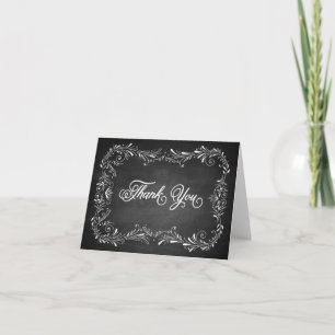 Chalkboard hand drawing foliage Thank You Note Car