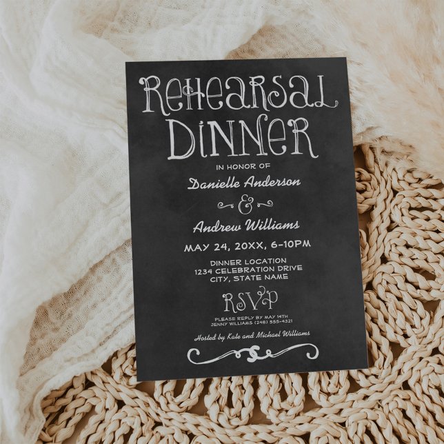 Chalkboard Hand Lettered Rehearsal Dinner Invitation (Creator Uploaded)