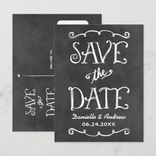 Chalkboard Hand Lettered Save the Date Announcement Postcard