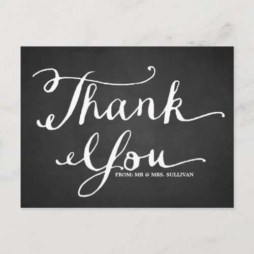 Chalkboard Hand Lettering Thank You Postcard