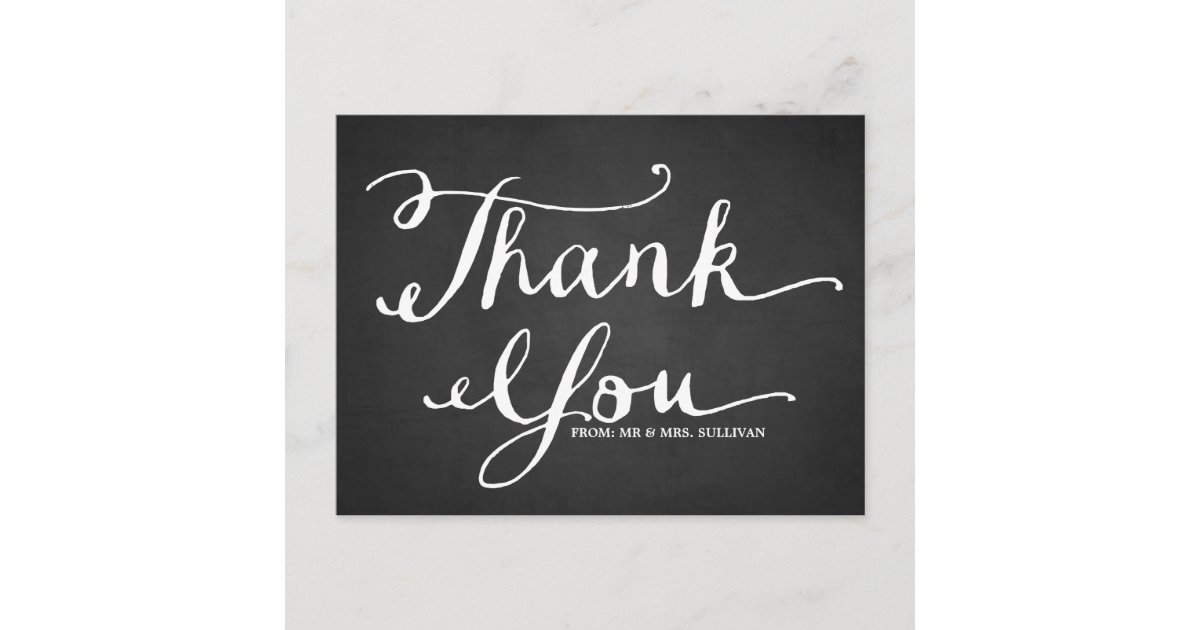 Chalkboard Hand Lettering Thank You Postcard | Zazzle