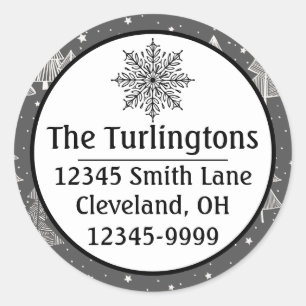 Chalkboard Handdrawn Christmas Trees Snowing Classic Round Sticker