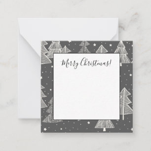 Chalkboard Handdrawn Christmas Trees Snowing Note Card
