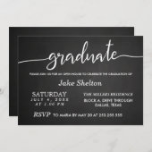 Chalkboard Handwritten Open House Graduation Invitation (Front/Back)