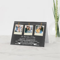 Chalkboard Hanging Photos Collage Holiday Card