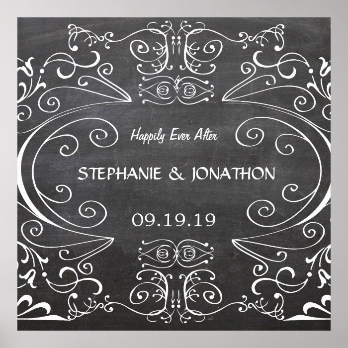 Chalkboard Happily Ever After  Wedding Poster