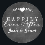 Chalkboard Happily Ever After Wedding Sticker<br><div class="desc">Customizable - add your own names.  Great for sealing invitations,  showers,  diy crafts,  decor,  thank you's,  and save the dates!  See matching postage and more.</div>