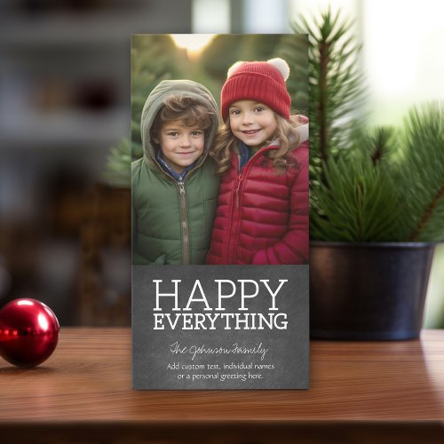 Chalkboard _ Happy Everything One Vertical Photo Holiday Card