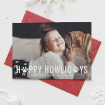 Chalkboard Happy Howlidays Typography Pet Holiday Card<br><div class="desc">Feature your adorable pets on your holiday cards with this modern,  playful and festive pet holiday flat card. It features white modern typography with dog paws accent with faux chalkboard background. Other colors and similar items are available.</div>