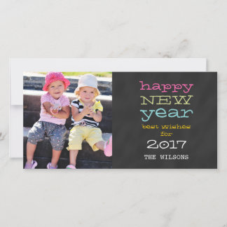 Chalkboard Happy New Year 2017 Holiday Photo Card
