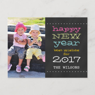 Chalkboard Happy New Year Holiday Photo Postcard