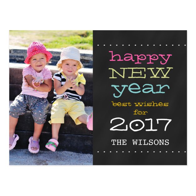 Chalkboard Happy New Year Holiday Photo Postcard