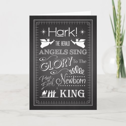 Chalkboard Hark The Herald Angels Sing Card