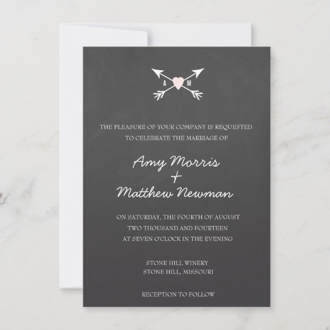 Chalkboard Heart + Arrows | Wedding Invitations (Front)