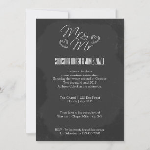 Chalkboard Heart Doodle Wedding Invitation