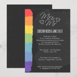 Chalkboard Heart Doodle With Pride Detail Wedding Invitation