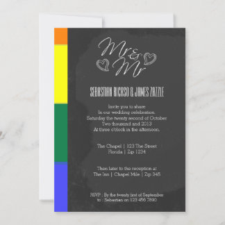 Chalkboard Heart Doodle With Pride Detail Wedding Invitation
