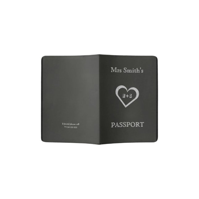 Chalkboard Heart Passport Holder (Opened)
