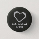 Chalkboard Heart Wedding Button Badge Favor at Zazzle