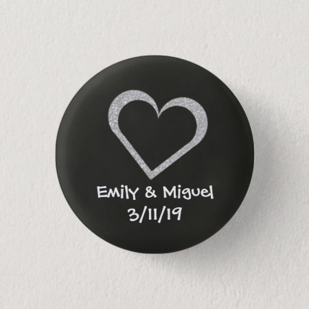 Chalkboard Heart Wedding Button Badge Favor