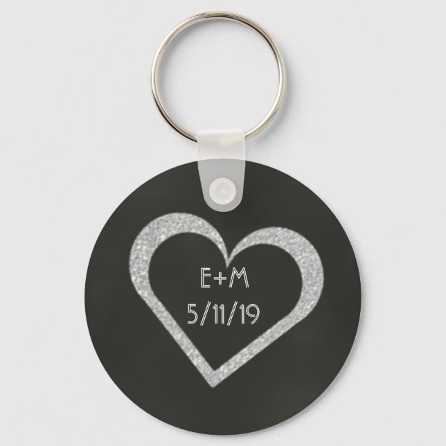 Chalkboard Heart Wedding Favor Keychain (Front)