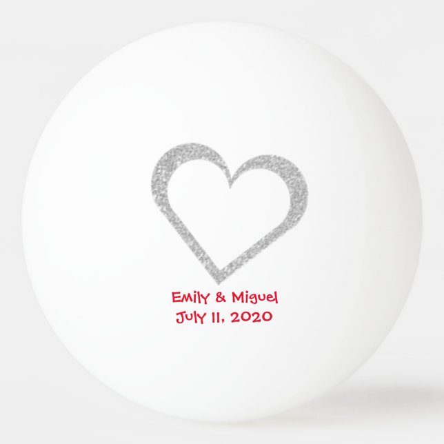 Chalkboard Heart Wedding Favor Ping Pong Ball (Front)