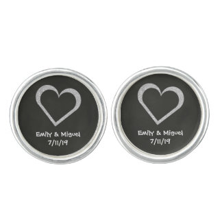Chalkboard Heart Wedding Groom Favor Cufflinks