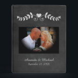 Chalkboard Heart Wedding Mini Binder<br><div class="desc">A pretty silver chalkboard heart scroll image decorates the top of this trendy look wedding memory mini binder. Your photograph is in the middle of the front, with two fields for your custom text at the bottom. The back of the binder has the chalkboard stylized text "LOVE", and the spine...</div>