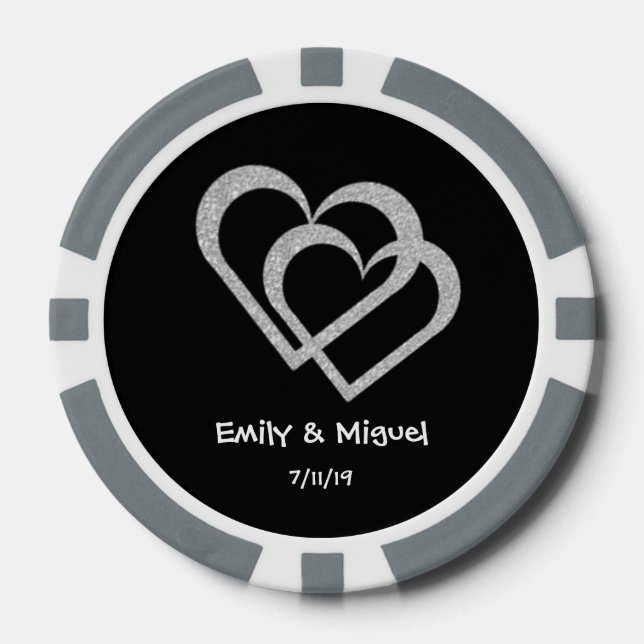 Chalkboard Heart Wedding Poker Chips Favor (Front)