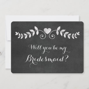 Chalkboard Heart Will You Be My Bridesmaid Card