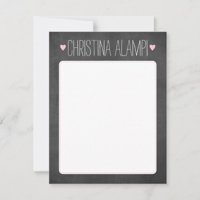 Chalkboard Hearts Personalized Stationery Invitation (Front)