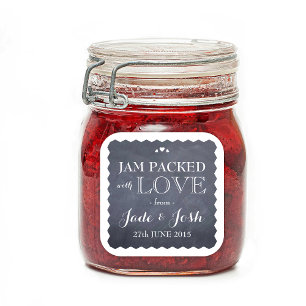 Chalkboard Hearts Wedding Favor Jam Jar Sticker