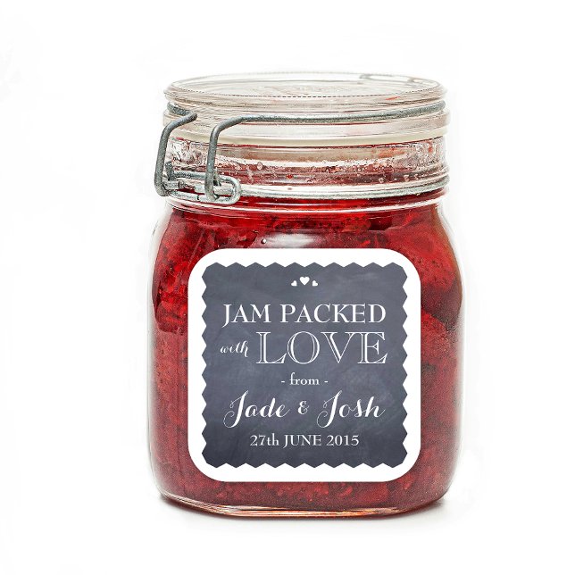 Chalkboard Hearts Wedding Favor Jam Jar Sticker (Creator Uploaded)
