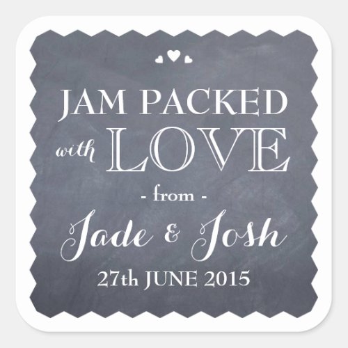 Chalkboard Hearts Wedding Favor Jam Jar Sticker