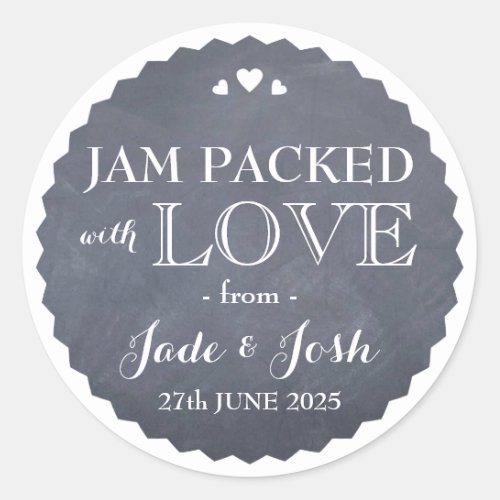 Chalkboard Hearts Wedding Favor Jar Round Sticker