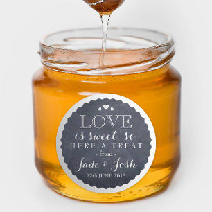 Chalkboard Hearts Wedding Favor Jar Round Sticker