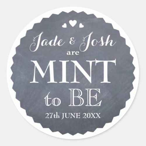 Chalkboard Hearts Wedding Mint Favor Round Classic Round Sticker