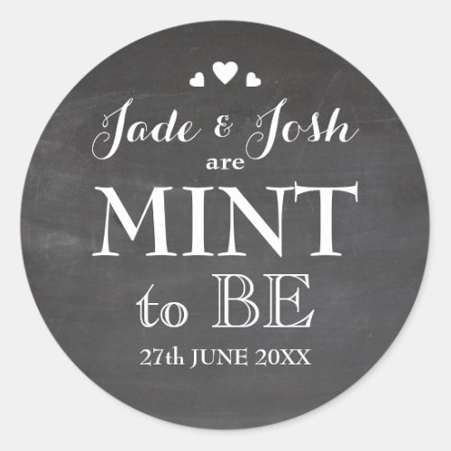 Chalkboard Hearts Wedding Mint Favor Sticker