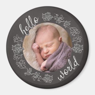 Chalkboard Hello Baby's First Personalized Magnet