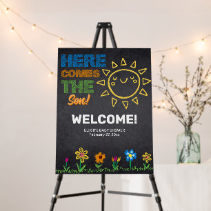 Chalkboard Here Comes The Son Baby Shower Foam Board
