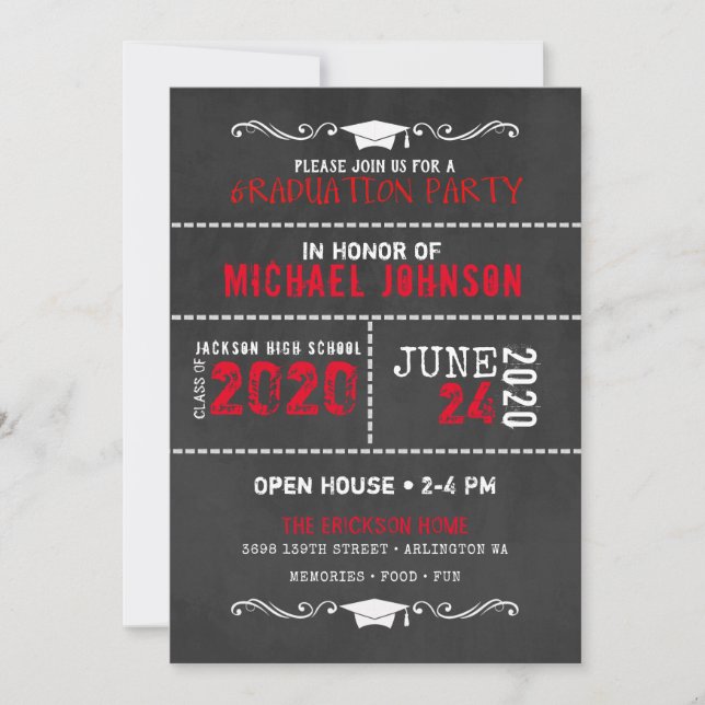Chalkboard High School Graduation Party Invitation (Front)
